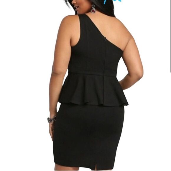 Torrid One Shoulder Peplum Ruffle Black Dress - Picture 9 of 9